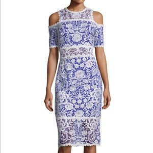 Sz 16 NWT Tadashi Shoji Lace Cold-Shoulder Dress